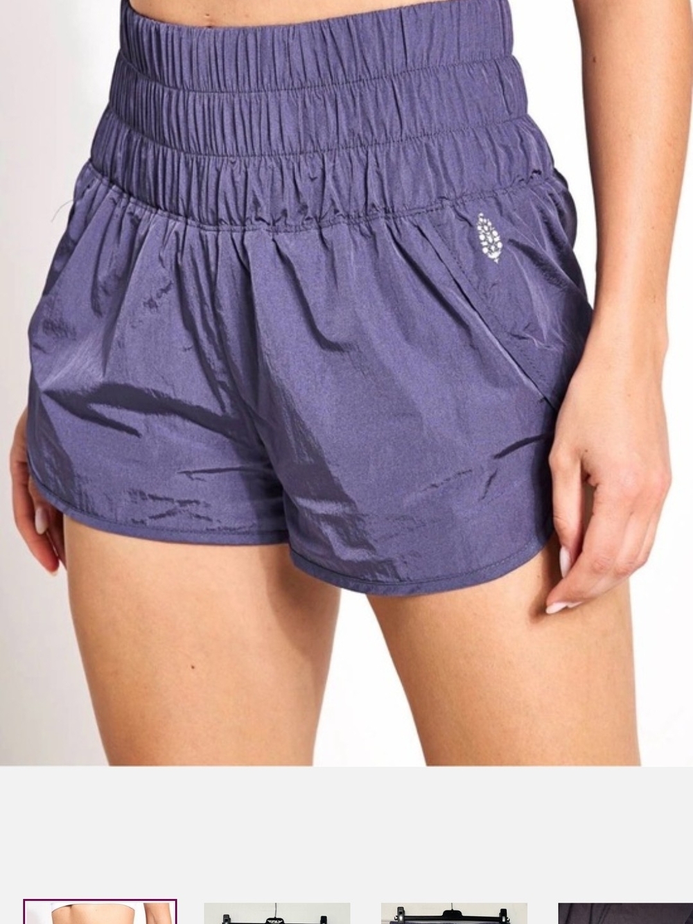 Free People Lavender Smocked-Waist Athletic Shorts